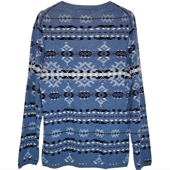 LE 31 X SIMONS Henley Sweater Men's Sz Small Blue Aztec Knit Grunge Soft Cotton - Picture 4 of 13